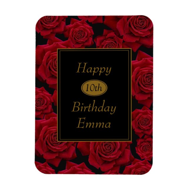 Imán Elegante Rosa Roja Cualquier Cumpleaños de Edad (Vertical)