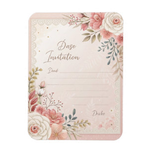 Imán Elegante Rubor Floral Lace Wedting Templ