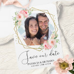 Imán Elegante Rubor Floral Photo Wedding Guardar la fec<br><div class="desc">Elegante Rubor Floral Photo Wedding Salvar el imán de la fecha</div>