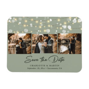 Imán Elegante Sage Green Photo Save The Date Magnet