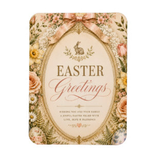 Imán Elegante saludo de Pascua, estilo botánico vintage