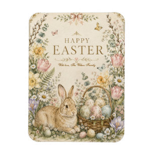 Imán Elegante saludo de Pascua, estilo porcelana azul y