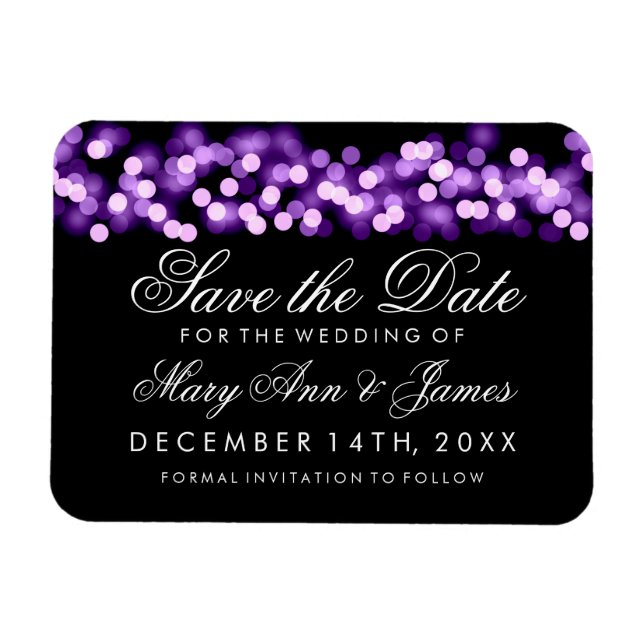 Imán Elegante Salve La Fecha Púrpura Hollywood Glam (Horizontal)