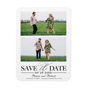 Imán Elegante Save The Date Boda 2 Fotos Collage