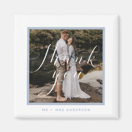 Imán Elegante Script Photo WeddingGracias