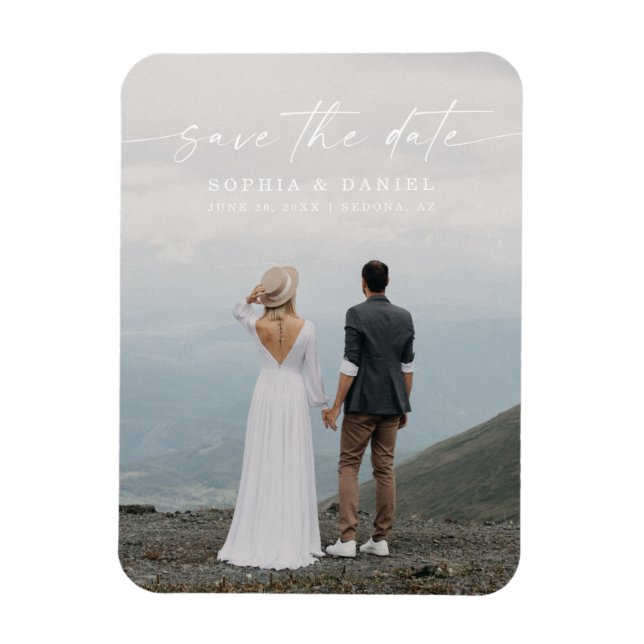 Imán Elegante Script Wedding Save The Date (Vertical)