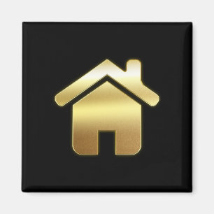 Imán Elegante Símbolo de la Casa de Oro Diseño Inmobili