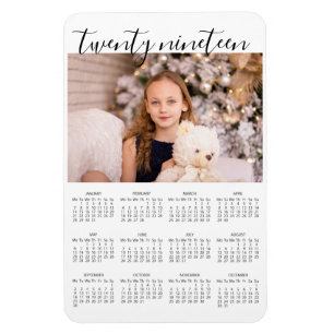 Imán elegante simple de la foto con el calendario