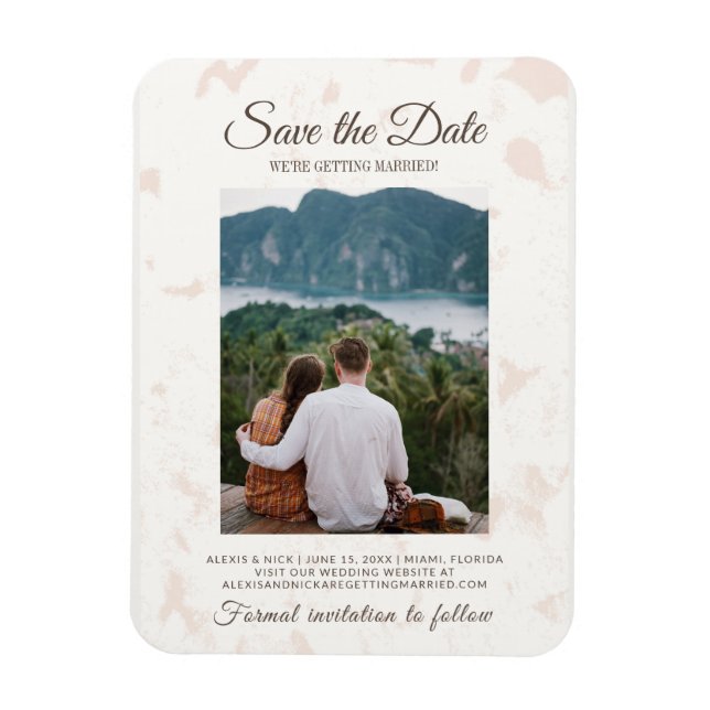 Imán Elegante tarjeta de foto de boda con letra script  (Vertical)