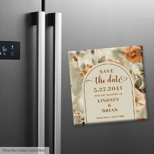 Imán Elegante Terracota Marfil Salvia Floral Guardar la