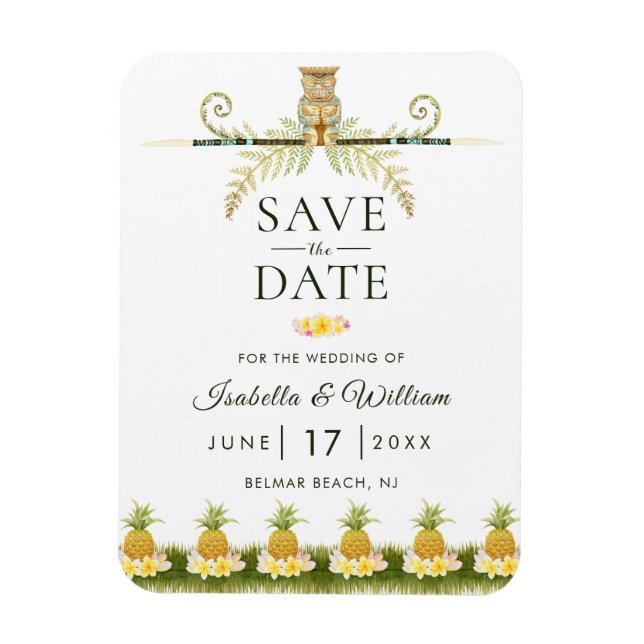 Imán Elegante Tropical Save the Date Summer Boda (Vertical)
