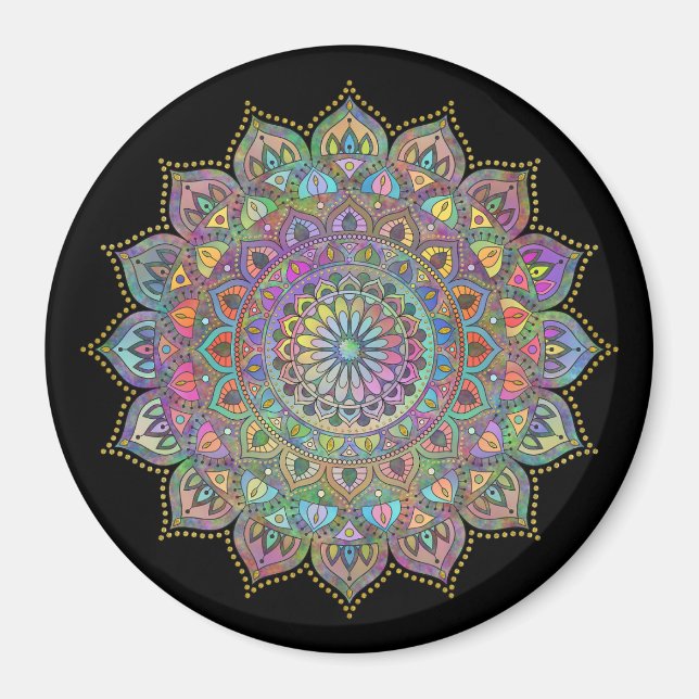 Imán Elegante y colorido Mandala estilo India 1 (Frente)