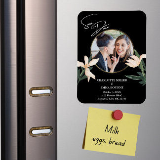 Imán Elegante Y Moderno Boda De Fotos Florales Salva La