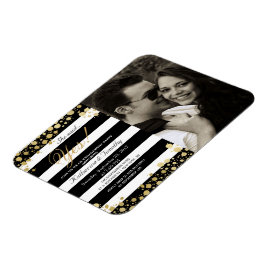 Imán Elegante y moderno Faux Gold Splatters y Stripes