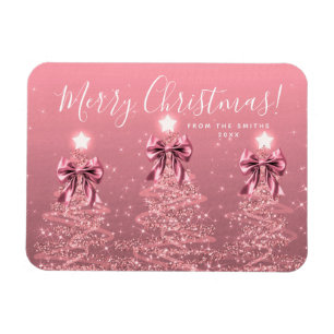 Imán Elegantes árboles de Navidad rosados de fiesta