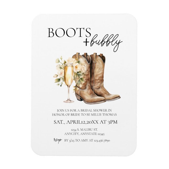 Imán Elegantes Botas y Divertida Invitación para Desped (Vertical)