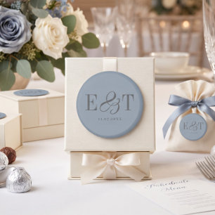 Imán Elegantes iniciales azules polvorientos para bodas