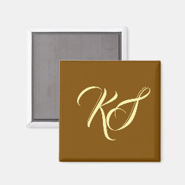 Imán Elegantes iniciales personalizadas marrones monogr
