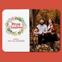 Imán Elegantes Navidades acuarela Wreath Photo Holiday