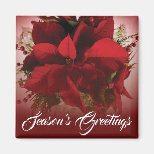 Imán Elegantes Navidades rojos Poinsettia