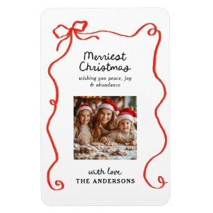 Imán Elegantes Navidades tradicionales del arco rojo