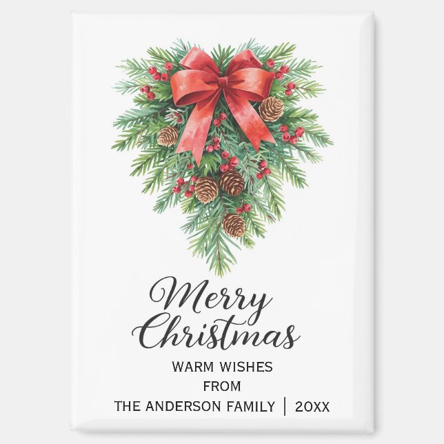 Imán Elegantes Navidades Wreath Holiday (Anverso)