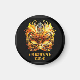 Imán Elegantes plumas doradas máscara veneciana