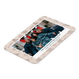 Imán Elegantes saludos de Navidad rosa Rubor con foto