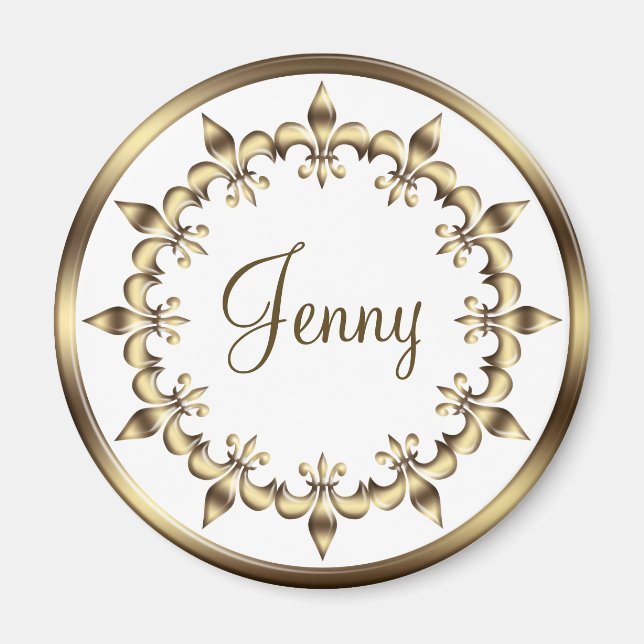 Imán Elemento gradiente real dorado. Fleur de Lis. (Frente)