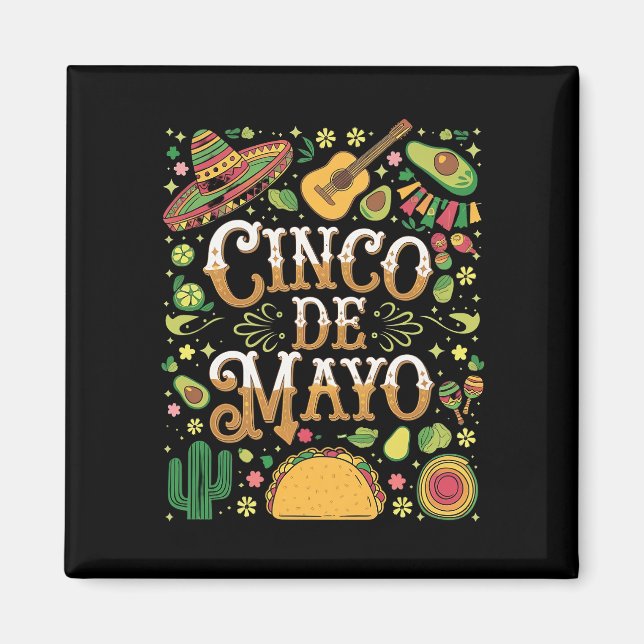 Imán Elementos Divertidos de Fiesta para Cinco De Mayo (Frente)