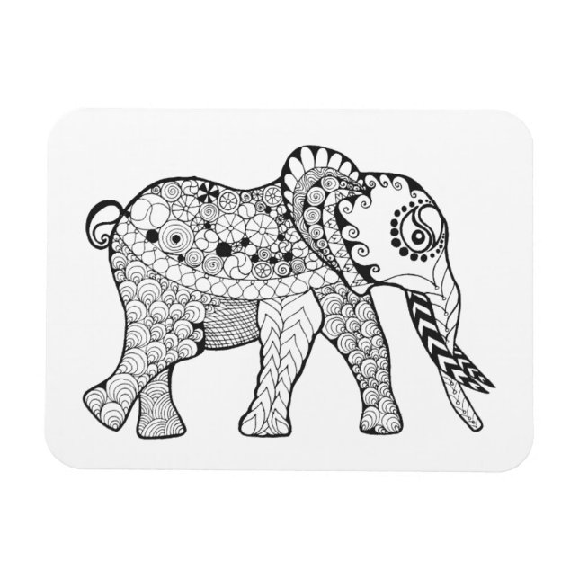 Imán Elephant Doodle (Horizontal)