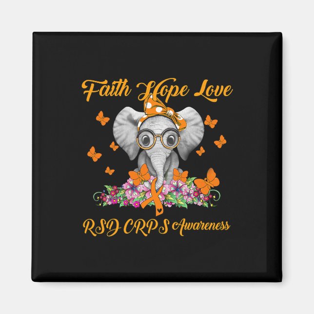 Imán Elephant Faith Hope Love RSD CRPS Awaration (Frente)