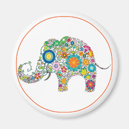 Imán Elephant Floral Art
