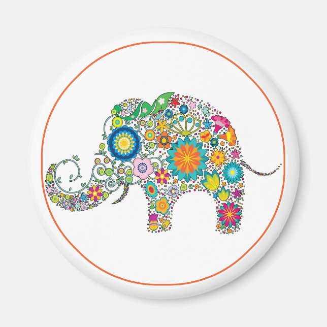 Imán Elephant Floral Art (Frente)