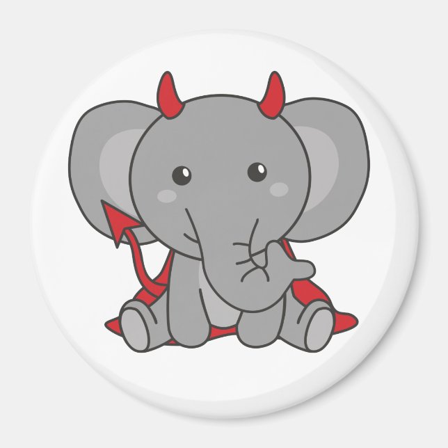 Imán Elephant Halloween Cute Devil Kids Witts Costume (Frente)