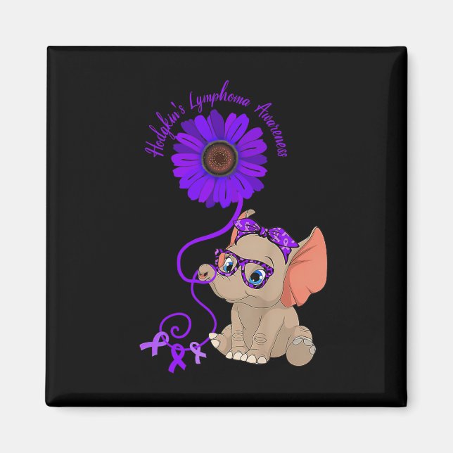 Imán Elephant Hydrocephalus Awareness Blue Ribbon Glass (Frente)