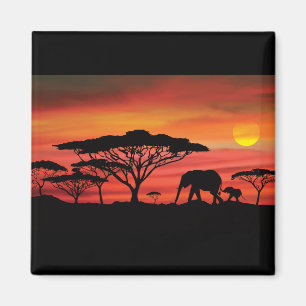 Imán Elephant Sunset