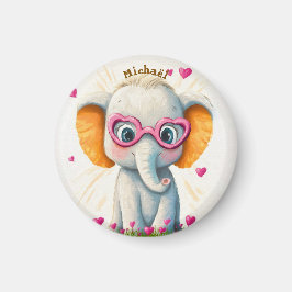 Imán Elephant Valentine's Day Heart Badge Kids School