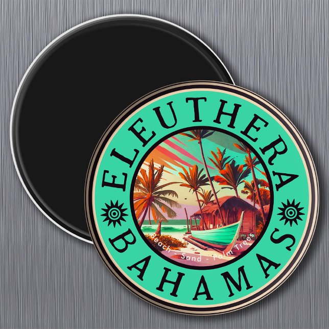 Imán Eleuthera Bahamas Retro Sunset Travel Souvenir año (Subido por el creador)