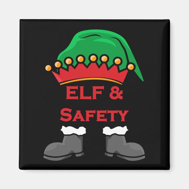 Imán Elf And Safety, Funny Health &amp; Safety Elf Long (Frente)