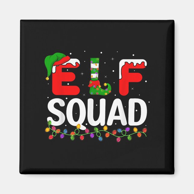 Imán Elf Christmas Family Matching Xmas Pajama Elf Squa (Frente)