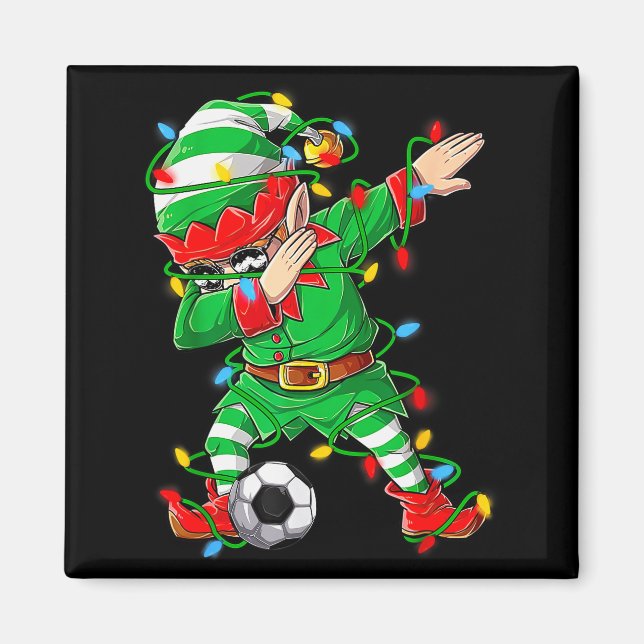 Imán Elf Dabbing Soccer Player Christmas Dab Xmas  (Frente)