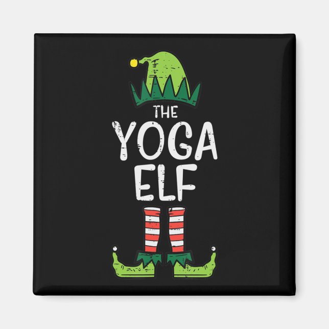 Imán Elf de Yoga Navidad Navidades de PJs coincidiendo  (Frente)