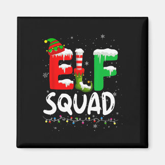 Imán Elf Family Christmas Matching Pajamas Xmas Elf Squ