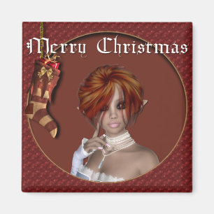 Imán Elf navidades - Redhead Design 1 - Fantasy Magnet
