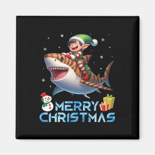 Imán Elf Riding Tiger Shark Snowman presente a Chris