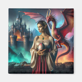 Imán Elf sosteniendo un huevo de dragón