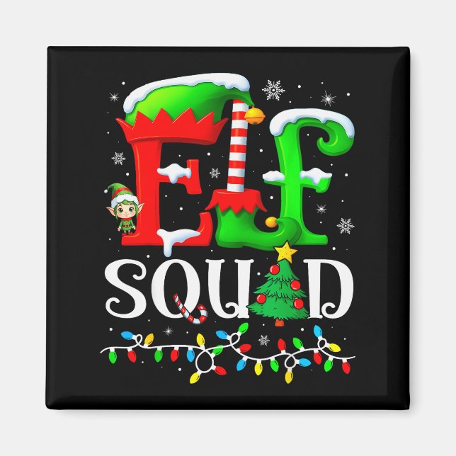 Imán Elf Squad Christmas Family Matching Pajamas Elf Bo (Frente)