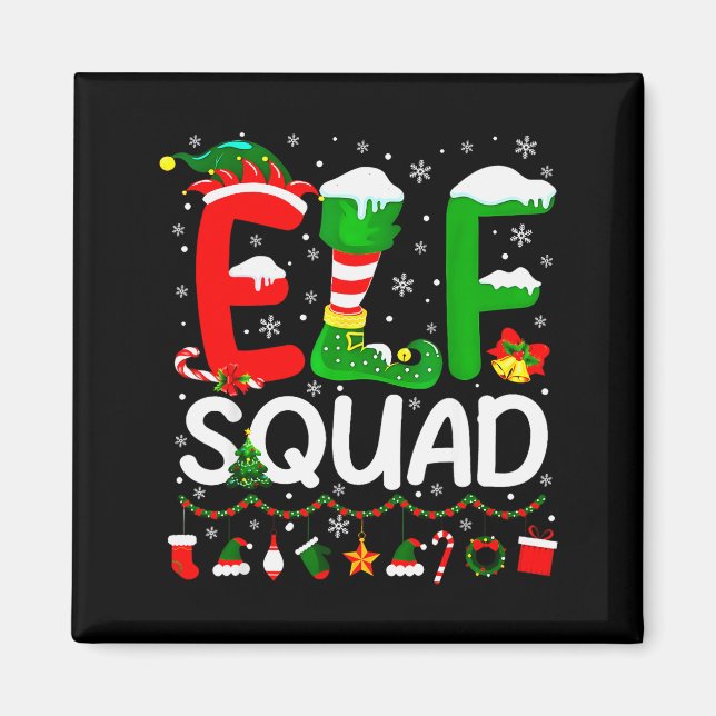 Imán Elf Squad Christmas Family Matching Xmas Elf Pajam (Frente)