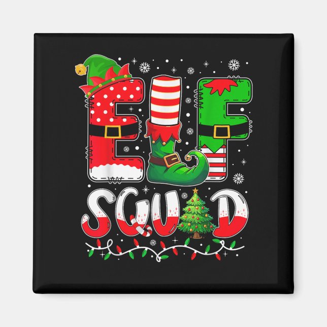 Imán Elf Squad Christmas Family Matching Xmas Elf Pajam (Frente)